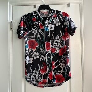 Men’s On the Byas baseball jersey. Mesh Floral print. “00” on the back. Size S